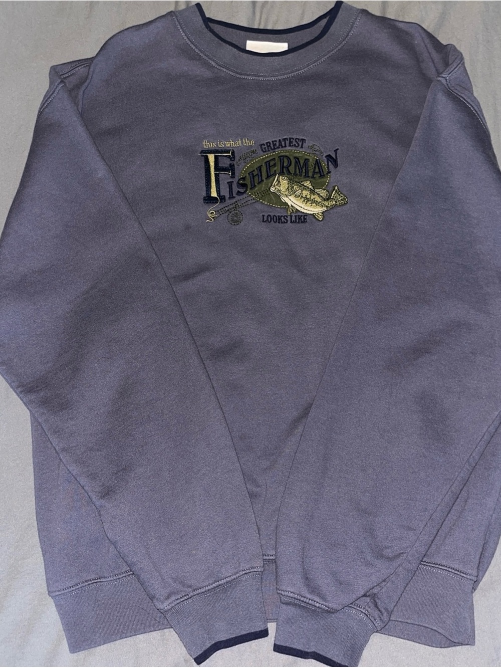 Men's Crewneck Fisherman Graphic Sweatshirt in Navy